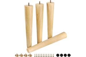 FoDau770 Rubber Wood Furniture Legs 16 Inches, Straight Tapered Wood Feet Mid Century Sofa Legs Set of 4, 5/16" UNC Furniture Feet Replacement Parts for Cabinet Couch Dresser Chair Ottoman Table