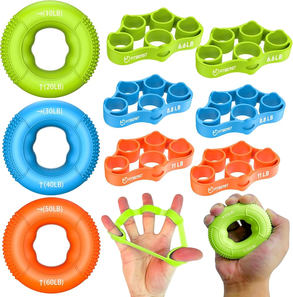 FitBeast Grip Strength Trainer 9-Piece Kit Orange Forearm Hand Exerciser