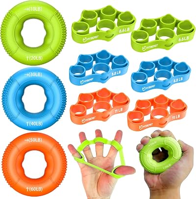 FitBeast Grip Strength Trainer 9-Piece Kit Orange Forearm Hand Exerciser