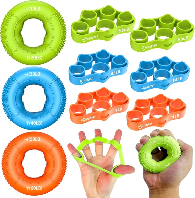 FitBeast Grip Strength Trainer 9-Piece Kit Orange Forearm Hand Exerciser