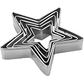 MrCookie Star Cookie Cutters Set,5pc,Thickened Stainless Steel. | Sandwich cutters &amp; biscuit molds.Sturdy for cookies,sandwiches, cake,fruit.Ideal for DIY baking,home use,and holiday parties.