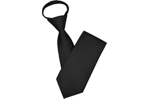 Branduce 3.15"（8cm） Mens Solid Satin Tie Pre-tied Adjustable Zipper Necktie for Business and Wedding
