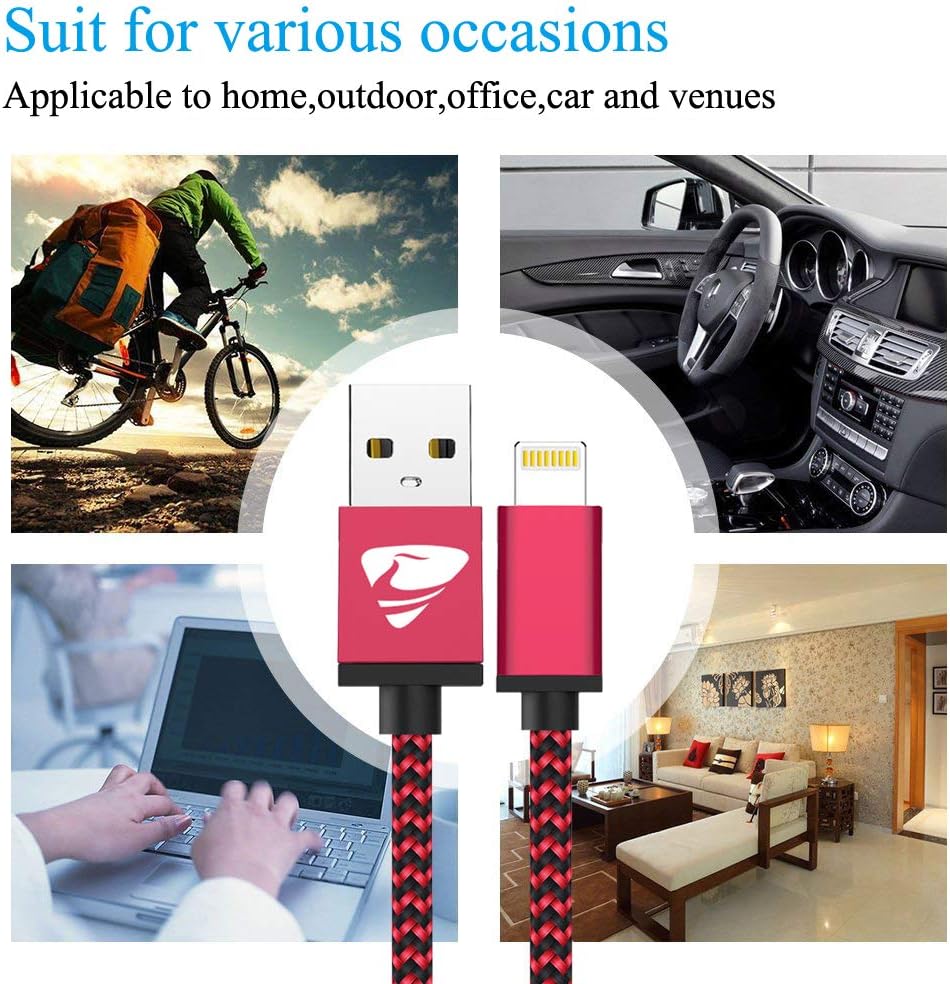 iPhone Charger Cord 4Pack iPhone Charger Cable MFi Certified Lightning Cable Fast iPhone Charging Cord Nylon Braided iPhone Charging Cable Compatible with Phone 11 Pro max/XR max/8/7/6/6s/SE 2020,iPad