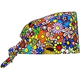 Working Cap Scrub Cap with Sweatband Adjustable Unisex Men Women Tie Back Hat Nurse Surgical Caps