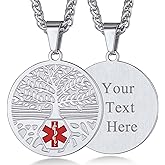 Custom4U Medical Alert Necklace for Women Men Personalized Stainless steel Medical ID Tag Tag with Name Engraved
