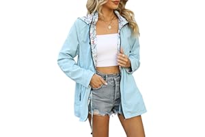 Bellivera Women's Lightweight Coat Windbreaker Zip Up Long Sleeve Jacket Outdoor Raincoat with Hood