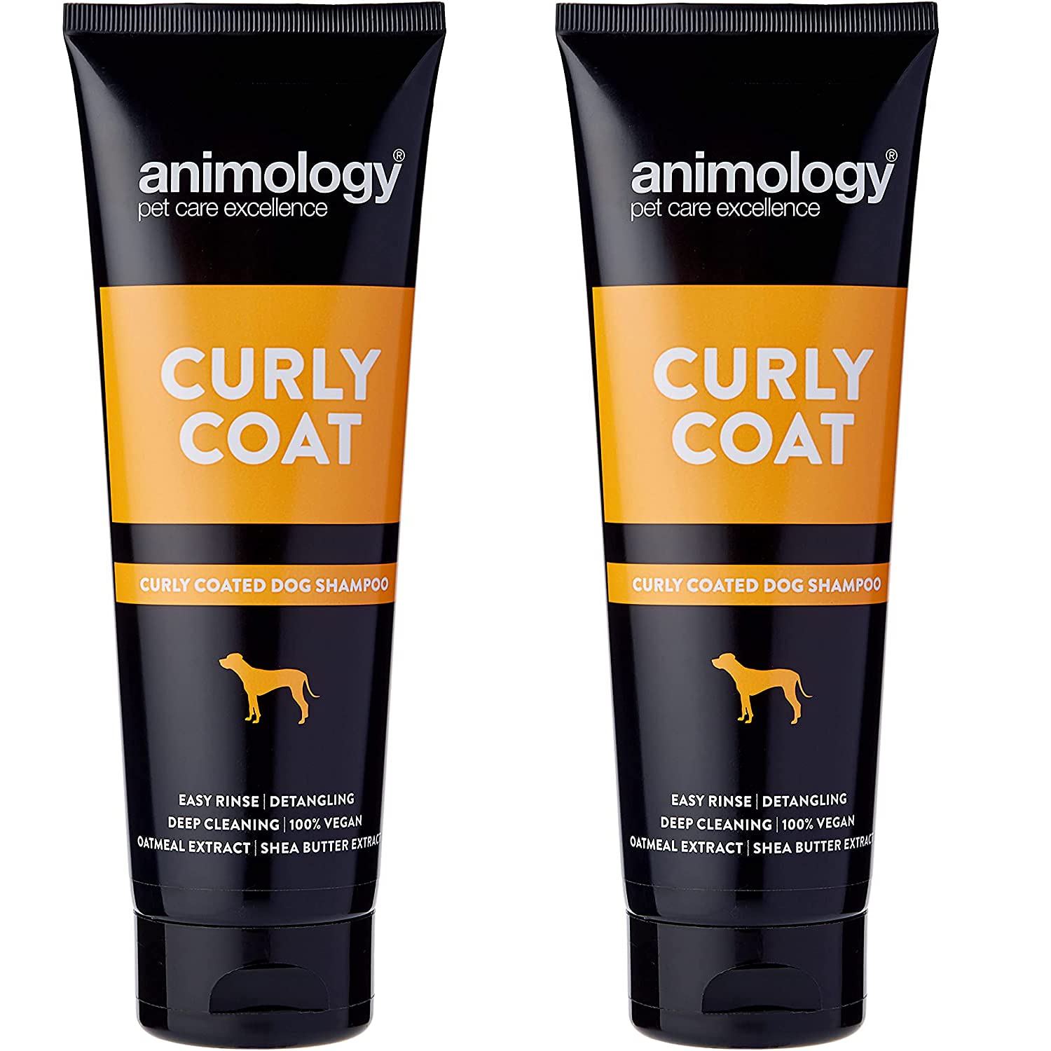 Animology Curly Coat Dog Shampoo | Easy Rinse Formula | For Deep Cleaning and Detangling | Oatmeal Extract and Shea Butter Extract | Vegan Shampoo | Suitable For All Coat Types | 250 ml Pack of 2