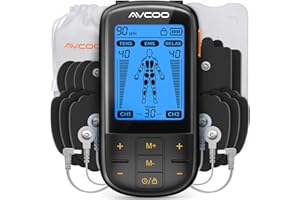 AVCOO 3-in-1 TENS Unit Muscle Stimulator with 30 Modes, 40 Intensities TENS Machine for Gradual Back Pain Relief Therapy, Rechargeable EMS Unit Massager with 12 TENS Electrode Pads, a Storage Bag