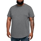 Runcati Mens Big and Tall Shirts Short Sleeve Crew Neck Casual T-Shirt Hipster Hip Hop Longline Tee Shirts