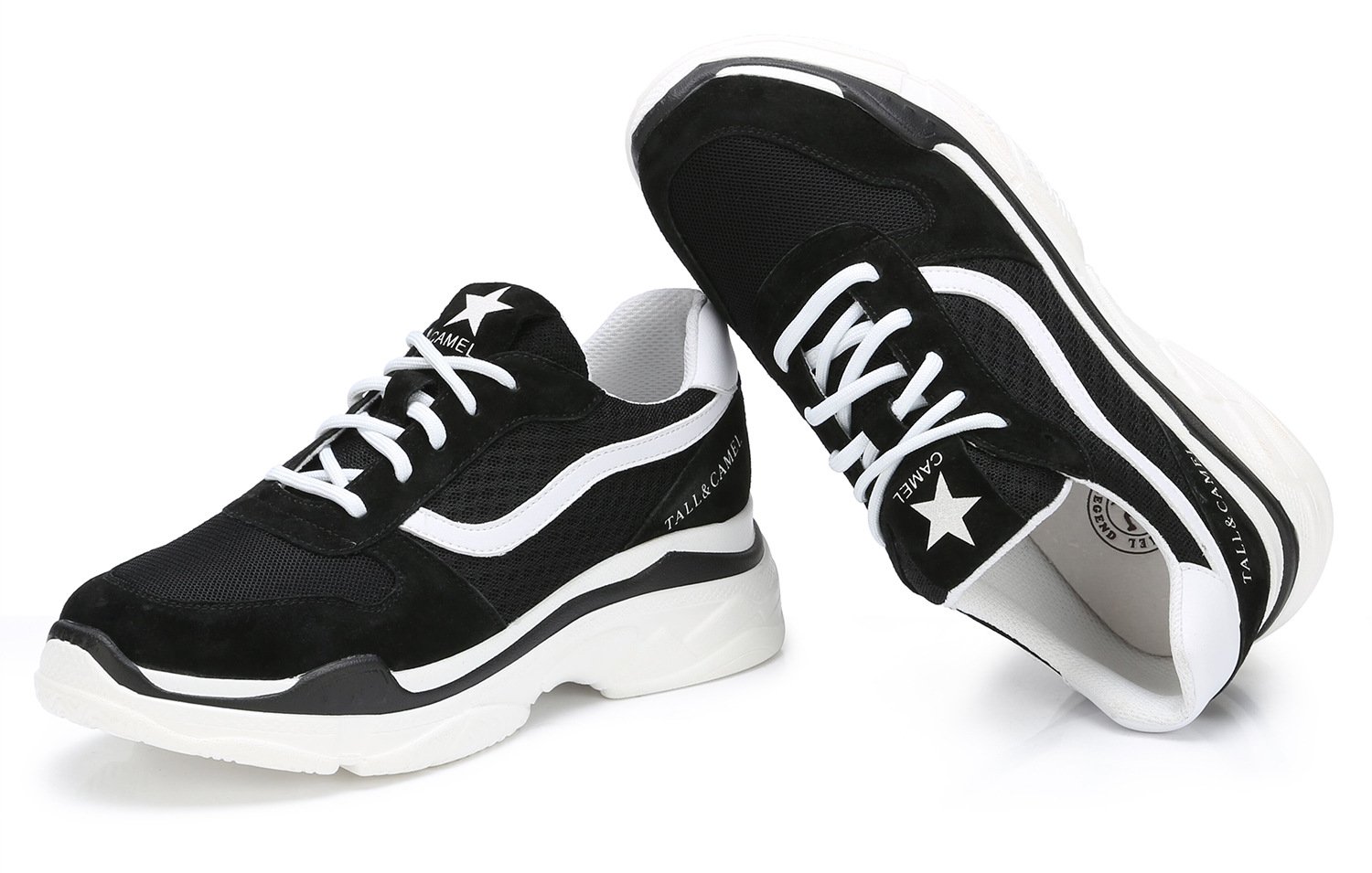 CAMEL CROWN Women\'s Casual Athletic Shoes Mesh Breathable Lace-up Walking Travel Fashion Chunky Dad Sneakers Black White Size 9