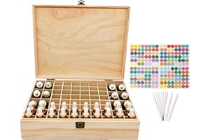 Pure Vie Essential Oil Wooden Storage Box Travel Display Presentation, Holds 56 Bottles & 12 Roller Balls - Aromatherapy Organizer Nail Polish Fragrance Container - Keep Your Oils Safe & Space Saver