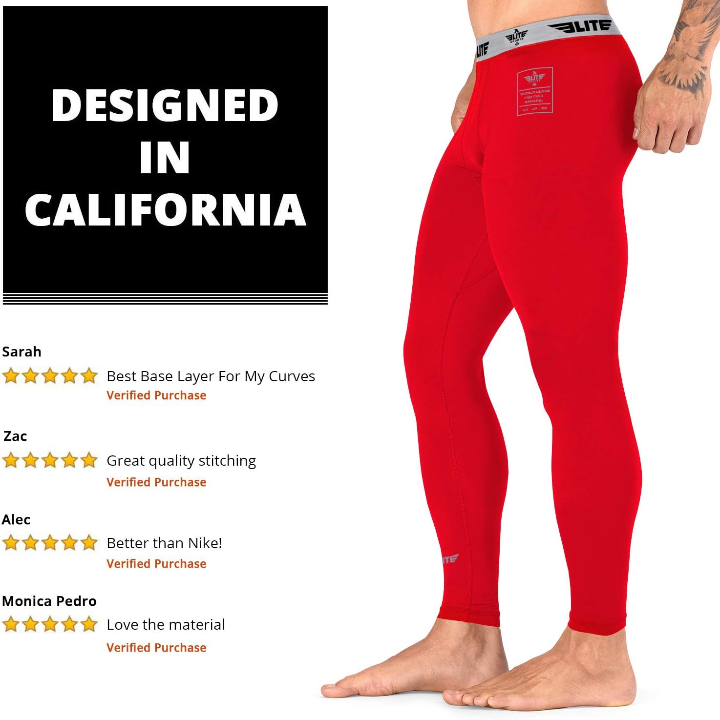 Elite Sports Men’s BJJ Spats Leggings Tights, Best Jiu Jitsu MMA no Gi spat Compression Pants for Men: Clothing