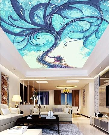 Personalisierbar Dach Malerei Decke Wohnzimmer Schlafzimmer Decke Wanddekoration Vlies Tapete Art Baum Und Zahlen 350 W X256 H Cm Amazon De Baumarkt