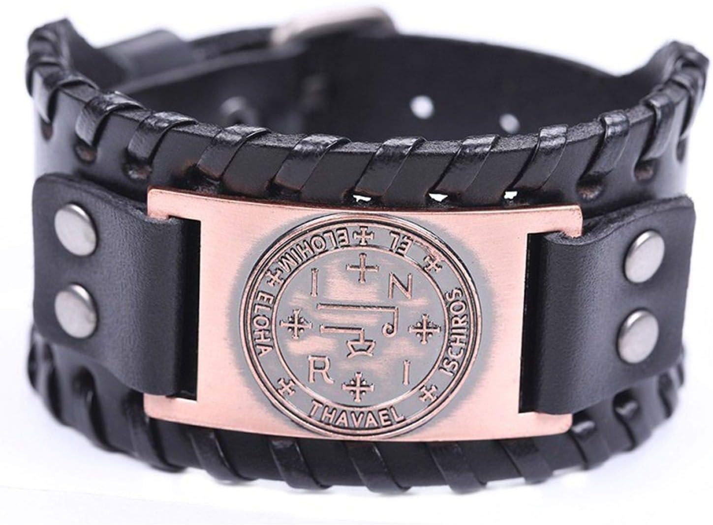 HOMMAHAHA Sigil of Archangel Michael Enochian Talisman Amulet Angel Tibetan Leather Bracelet for Men&Women Jewelry Gifts 2 Pieces/lot