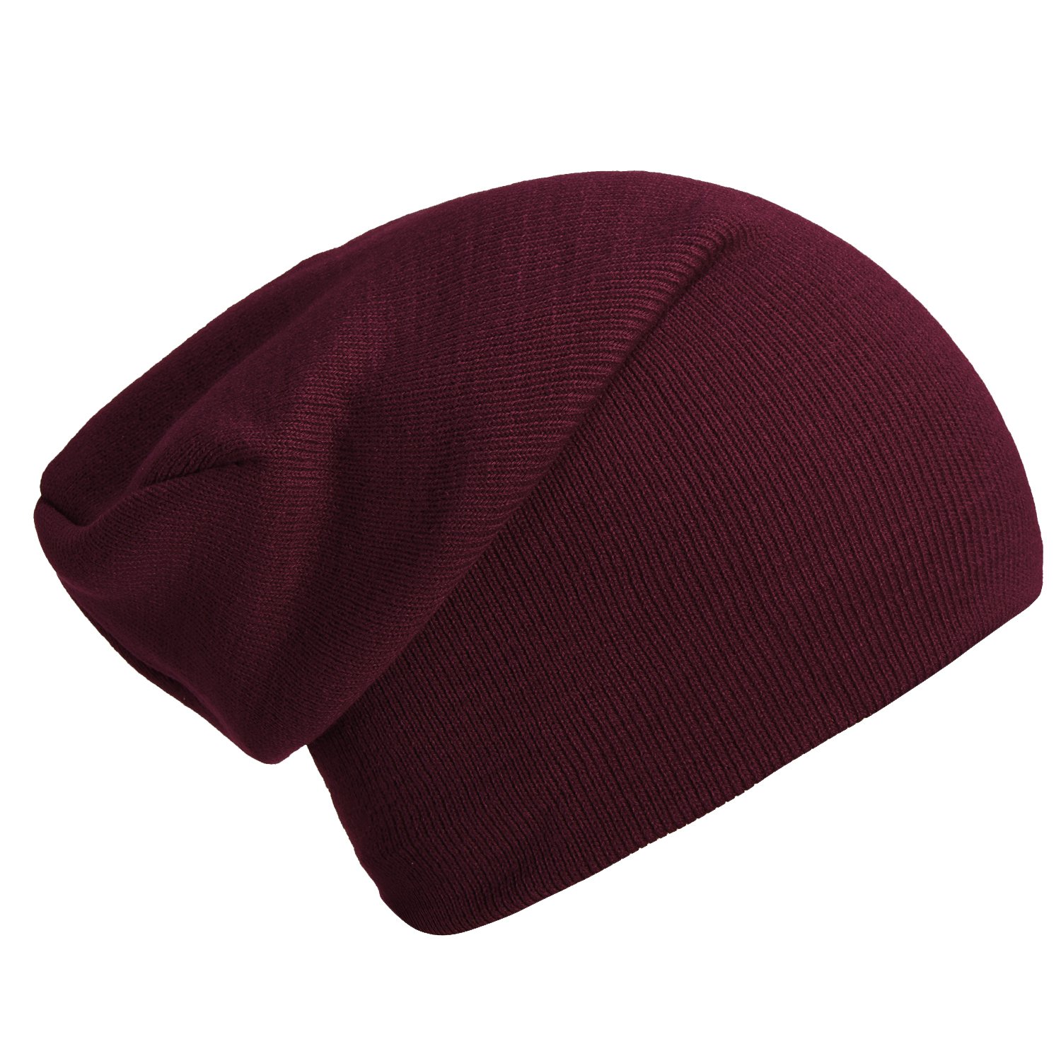 DonDon winter hat slouch beanie warm classical design modern and soft burgundy