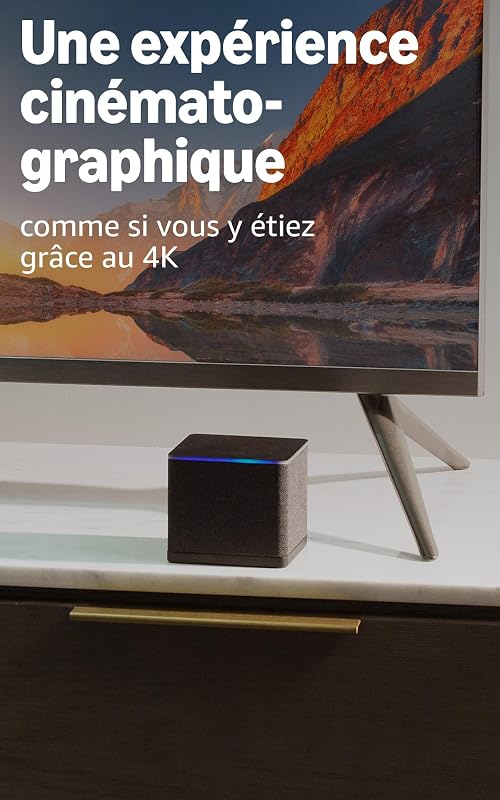 Fire TV Cube (Nouvelle génération), Lecteur multimédia en streaming, Expérience mains-libres, Wi-Fi 6E, 4K Ultra HD, Trouvez vos séries plus rapidement avec Alexa+