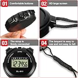 Weewooday 8 Piece Sport Stopwatch Timer Large Display Waterproof Luminous view 4