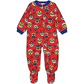 Paw Patrol Fleece Footed Pajamas Footed Blanket Sleeper Toddler Boys (Small Print, 2T)