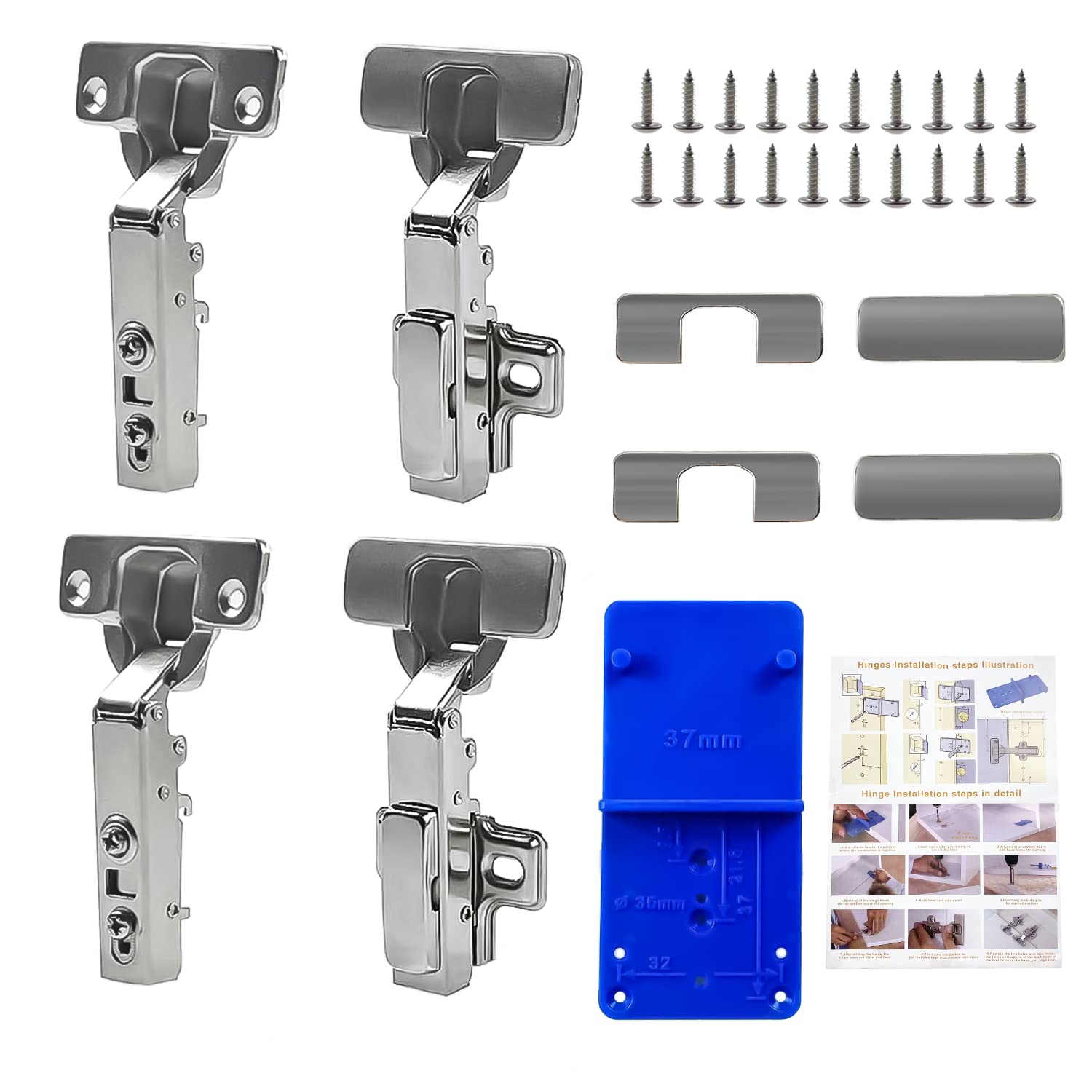 4 x Automatic Clip Hinge Hinge Automatic Door Mounting 105° Wall Mounted Standard Kitchen Cabinet Cupboard Door Hinges