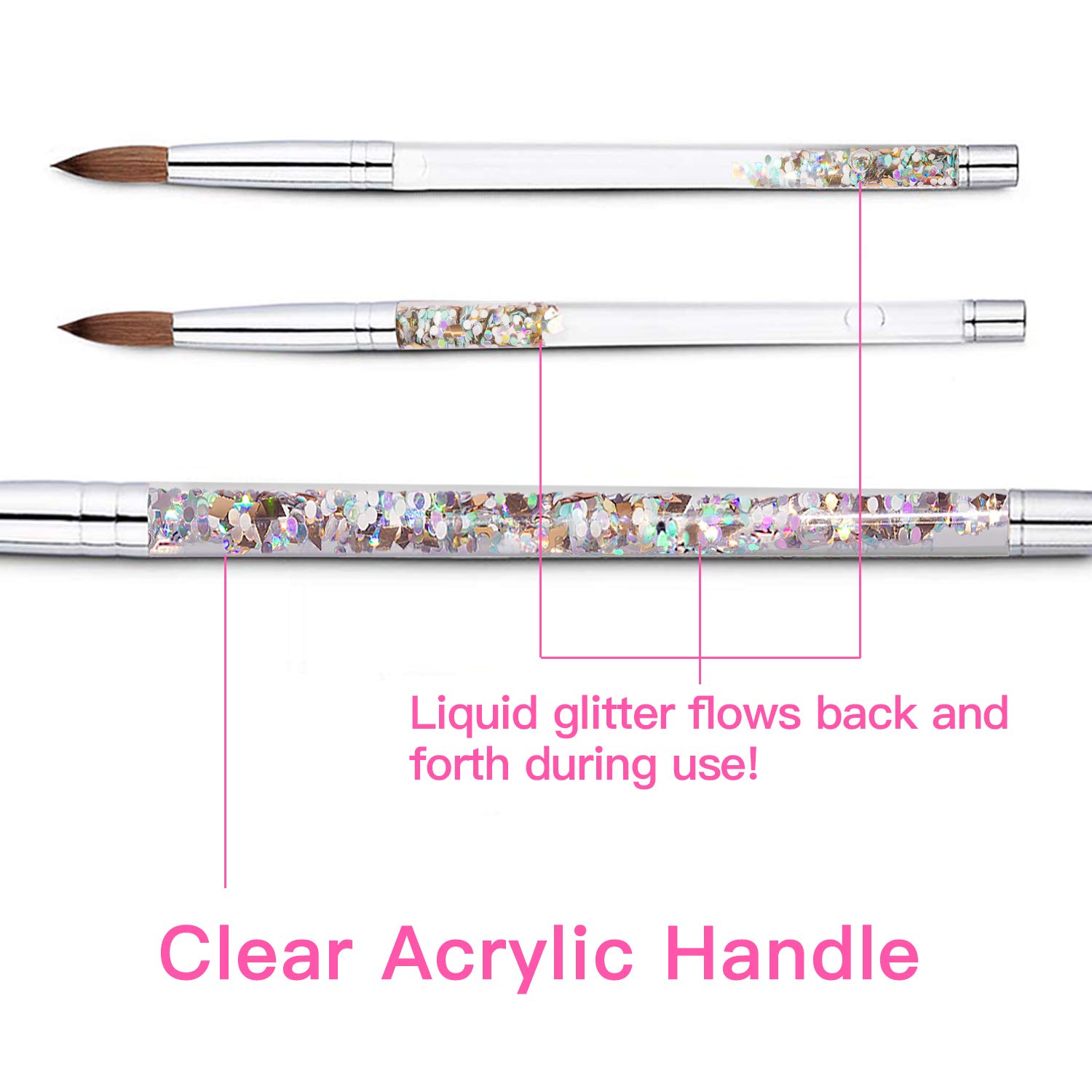 Beetles Acrylic Nail Brush Pure Kolinsky Hair Bristles Acrylic Nails Oval Crimped Shaped Nail Art Brush for Acrylic Powder and Poly Nail Extension Gel Manicure #8: Beauty