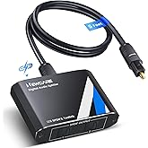 NEWCAER Digital Optical Splitter 1 in 2 Out,SPDIF Toslink Digital Optical Audio Cable Splitter 1x2 Support LPCM2.0 Doldy Digital & DTS 5.1 for Xbox,PS4,PS5,DVD,TV Box,Home Theatre, Receiver,Sound Bar