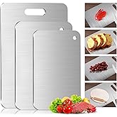 Vyndicca 3 PCS Stainless Steel Cutting Boards, Double Sided Food Grade Chopping Board, 304 Stainless Chopping Cutting Board for Kitchen Meat Fruits & Vegetables, 13.2''x9.05'', 11.8x7.7, 9.25''x5.7