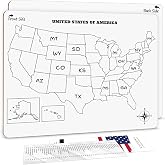 SCRIBBLEDO United States Map for Classroom Dry Erase Board for Kids Map of The United States 11&rdquo;x14&rdquo; White Board Teacher Student Classroom Learning Practice Travel USA Whiteboard