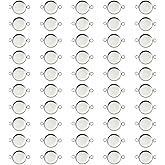 Shapenty 50PCS Stainless Steel Round Bezel Blank Links Pendant Tray Connectors with Double Loops for Earrings Bracelet Necklace Keychain DIY Craft Resin Glass Cabochon Jewelry Making Project (14mm)