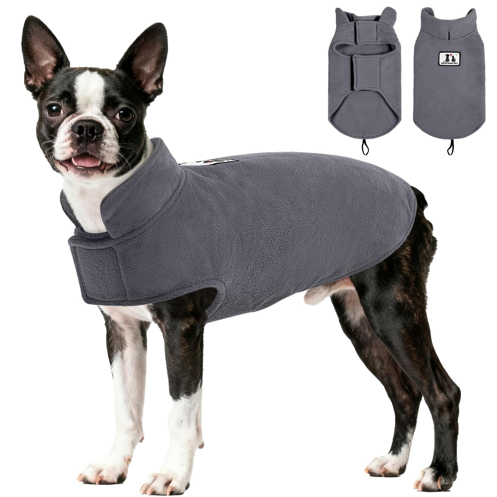 DENTRUN Dog Fleece Coat Vest Small Dog Jumper Puppy Clothes Winter Warm Dog Coat Jacket Sweater Reflective Soft Outdoor Walking Adjustable for Small Medium Large Dogs Sweatshirt