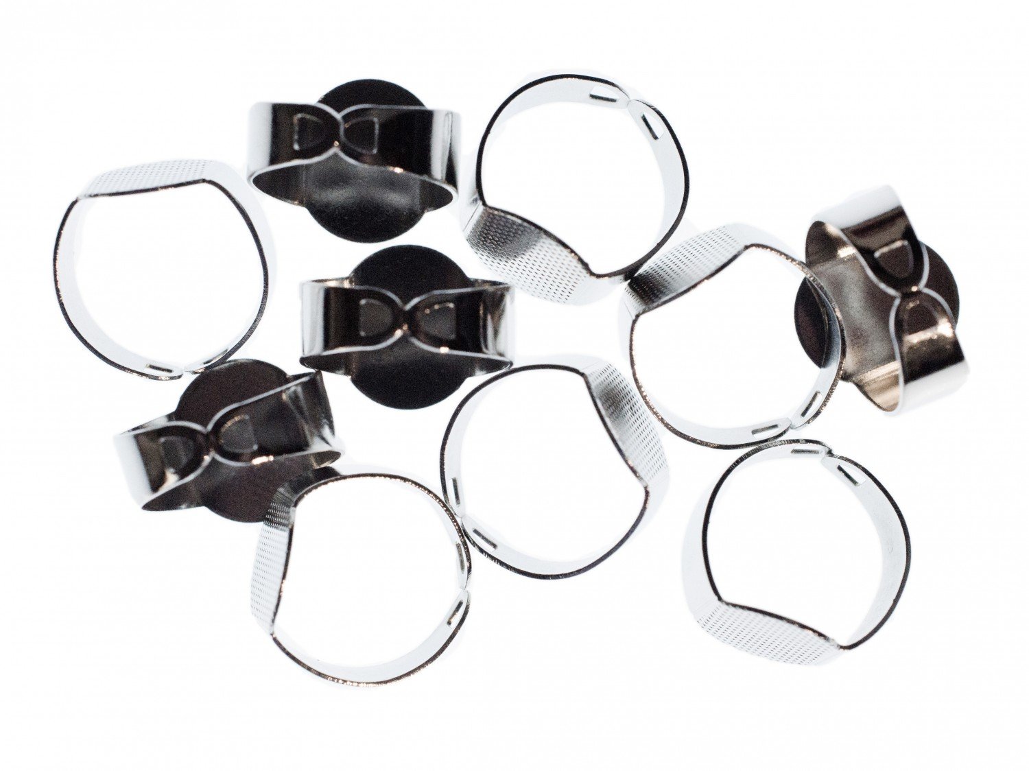 Miniblings 10X Ring Shank Findings Rings Settings Jewelry Supply Round Oval Silver Plated