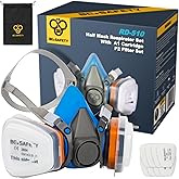 BEESAFETY Half Face Respirator Mask with 2 A1 Gas Filters &amp; 8 P2 Dust Replacement Filters, RD-510 Reusable Respirator for Cleaning,Painting, Resin, Solvent Fumes,Sanding,Home and Industrial Dust