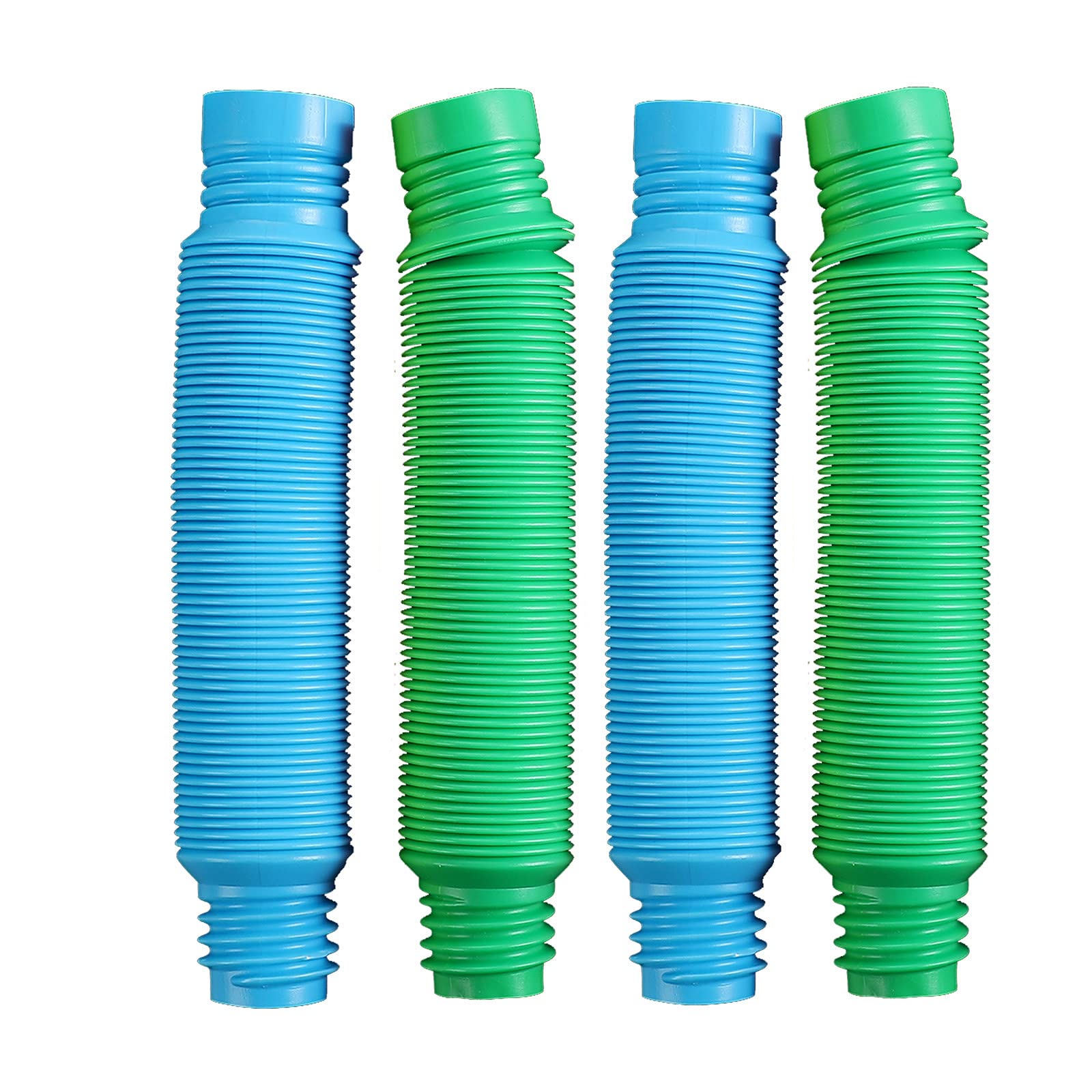 Fidget Pop Tube Toys for Kids and Adults, 4 X-large Pop Multi-Color Tubes Sensory Toy (Blue&Green)