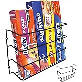 Evelots Kitchen Wrap Organizer - 2 Pack - Hold up to 4 Plastic, Foil, Paper, Wax - Cabinet Door, Wall Rack Basket - Sandwich, Freezer, Food Bag Storage - Laundry Supplies - Black
