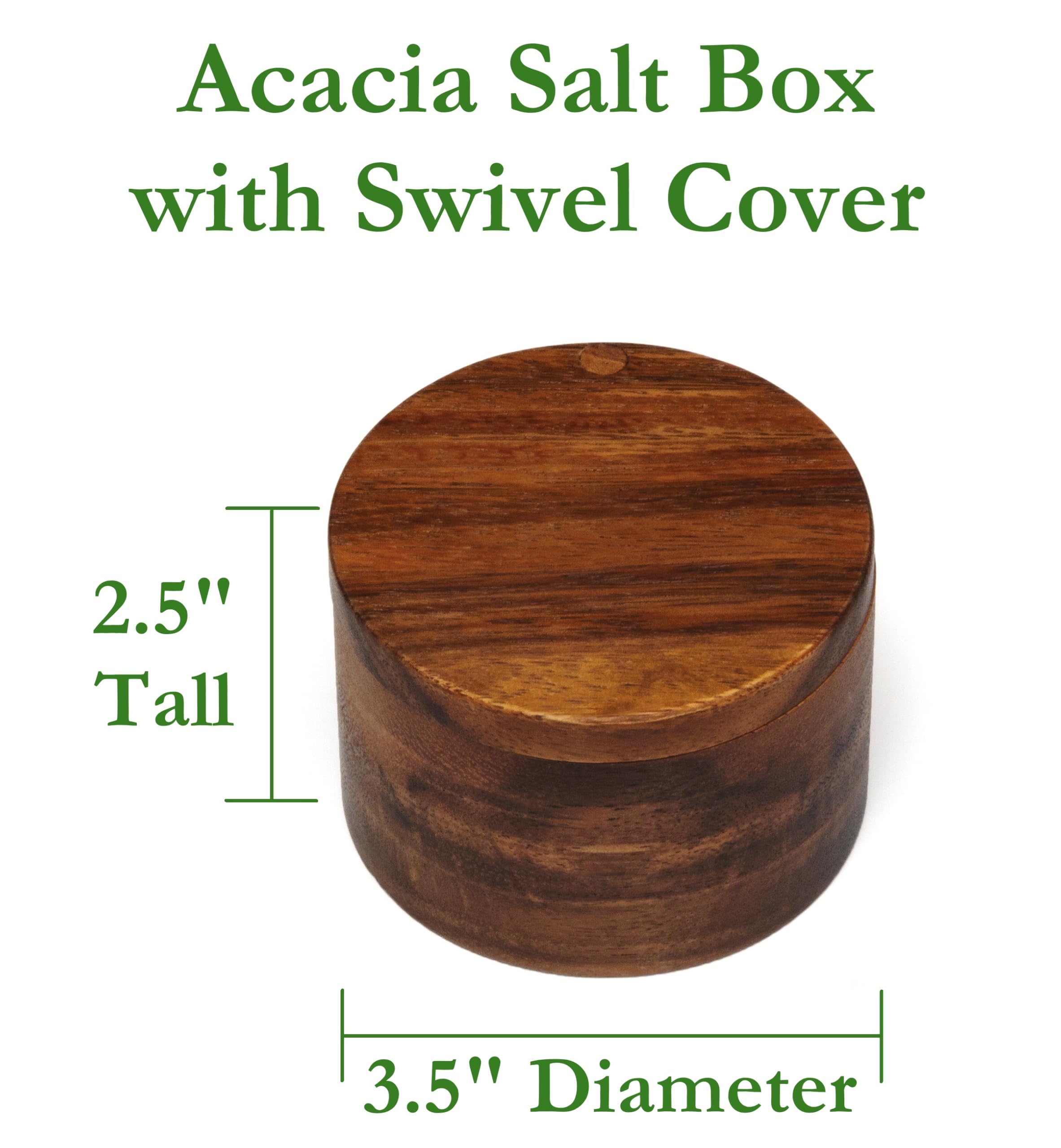 Lipper International Acacia Wood Salt or Spice Box with Swivel Cover, 3-1/2