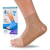 M7 Sport Kinesiology Ankle Tape for Ankle Sprain and Injury Recovery, Kt Tape for Ankle, Pain Relief Therapeutic Tape, Plantar Fasciitis, Waterproof, Eases Swelling (Beige, 4-Pack)