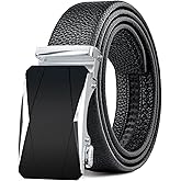 BuzToz Men's Belt,Leather Ratchet Dress Belts with Sliding Adjustable Belts Dress Casual Jeans Comfort Trim to Fit