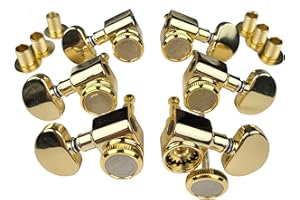 Kaynes 3x3 Guitar Lock String Tuning Pegs – Gold Locking Tuners Keys Machine Heads Tuners with Half-Circle Handle for Les Paul LP SG Style Electric or Acoustic Guitar (Golden)