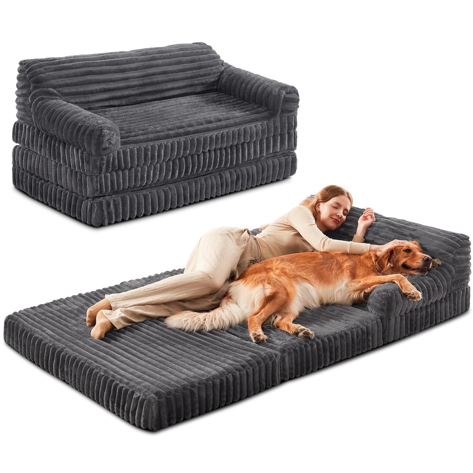 Photo 1 of *** USED/MINOR DAMAGE***INVENHO Foldable Human Dog Bed, Orthopedic Egg-Crate Memory Foam Human Sized Dog Bed for Adult with Washable Removable Cover & Nonskid Bottom