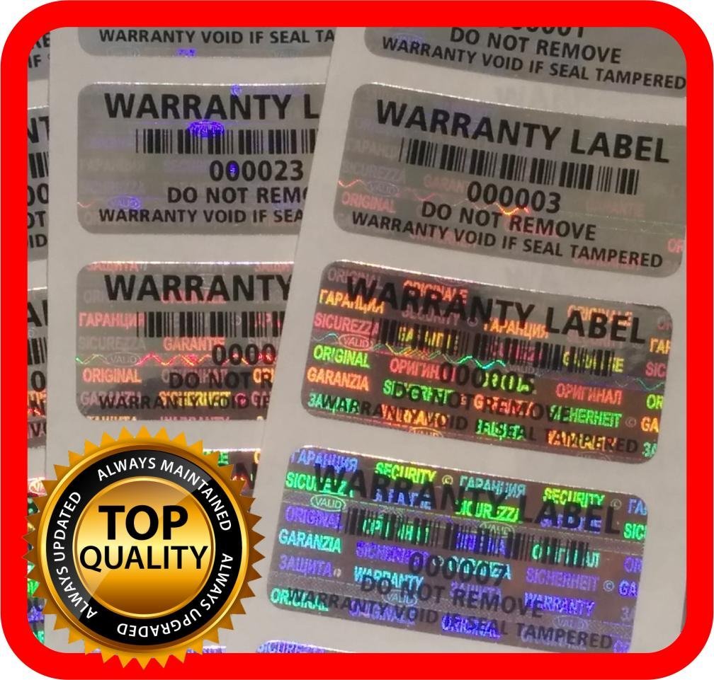 250 pcs Warranty seals, Security hologram stickers, void tamper evident labels 1.25 x .59 Inch