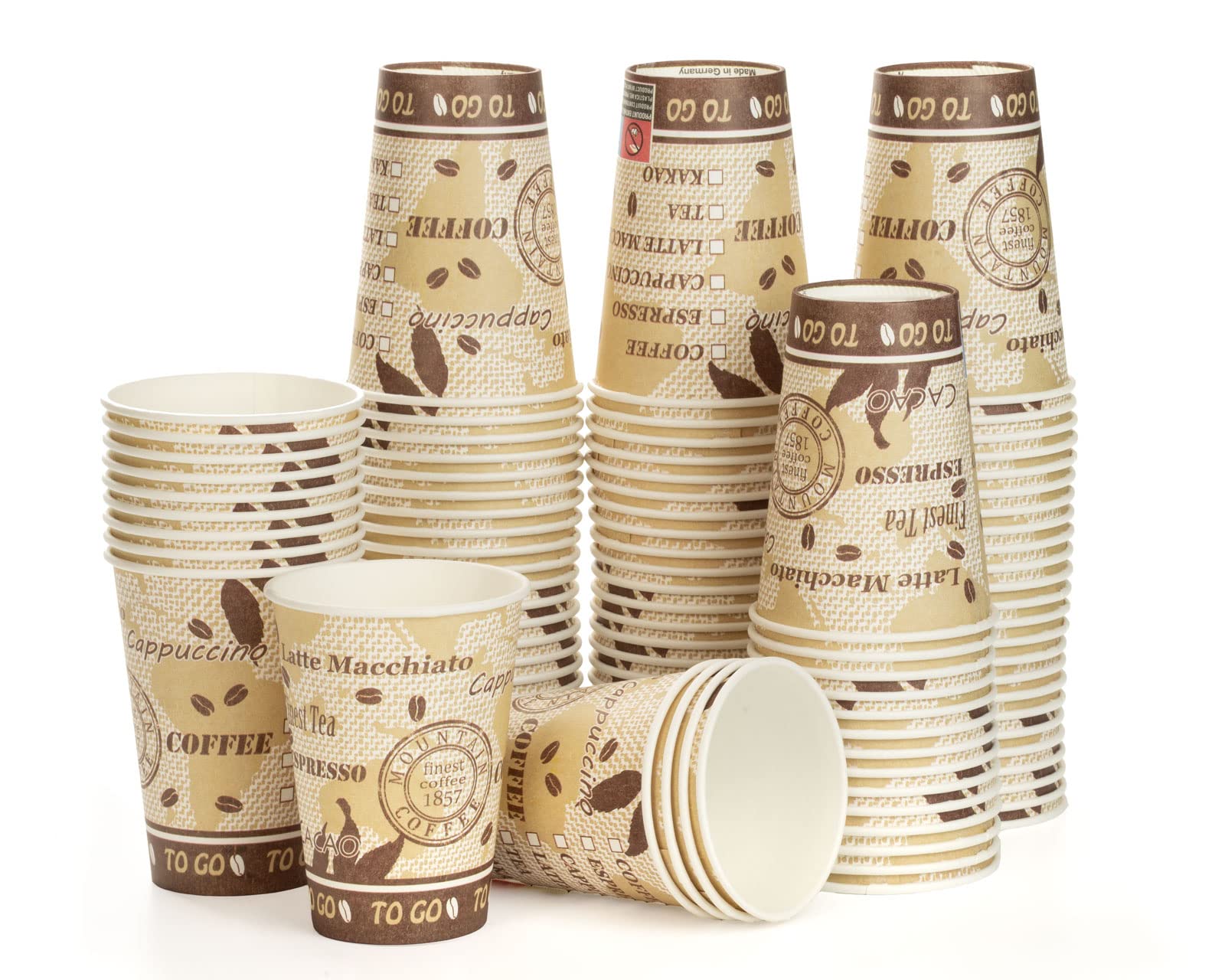 Octopus 100x Coffee Cups, Coffee to go Paper Cups, Drinking Cups with 180 ml Filling Volume