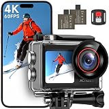 ODDV 4K60FPS 30MP Action Camera with Front LCD and Touch Rear Screens, Underwater Camera with 5X Zoom, 132FT Waterproof Camera, EIS, WiFi Remote Control(Black)