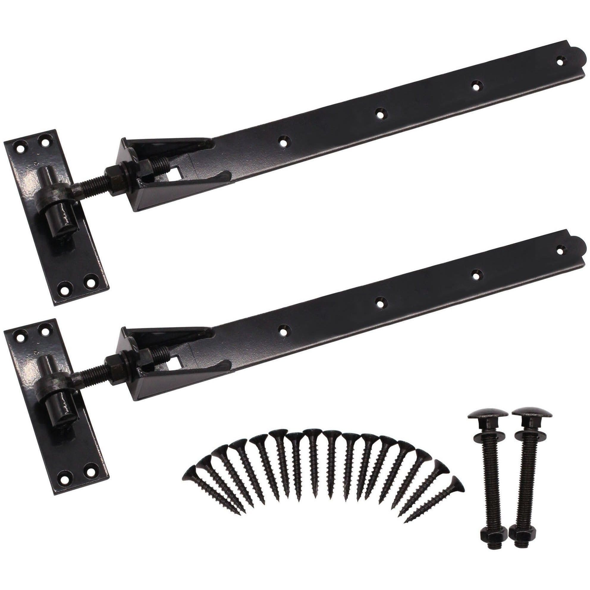 EAI Adjustable Gate Hinges | 1200mm / 48 Inch Heavy Duty Hook and Band Gate Hinges | Black - 1 Pair