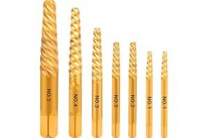 CLEVEROOL 7-Piece Damaged Screw Extractor Set, Easy Out Bolt Extractor with Quick Change Adapter for Easily Remove Broken Bolts, Stripped Screws, Studs