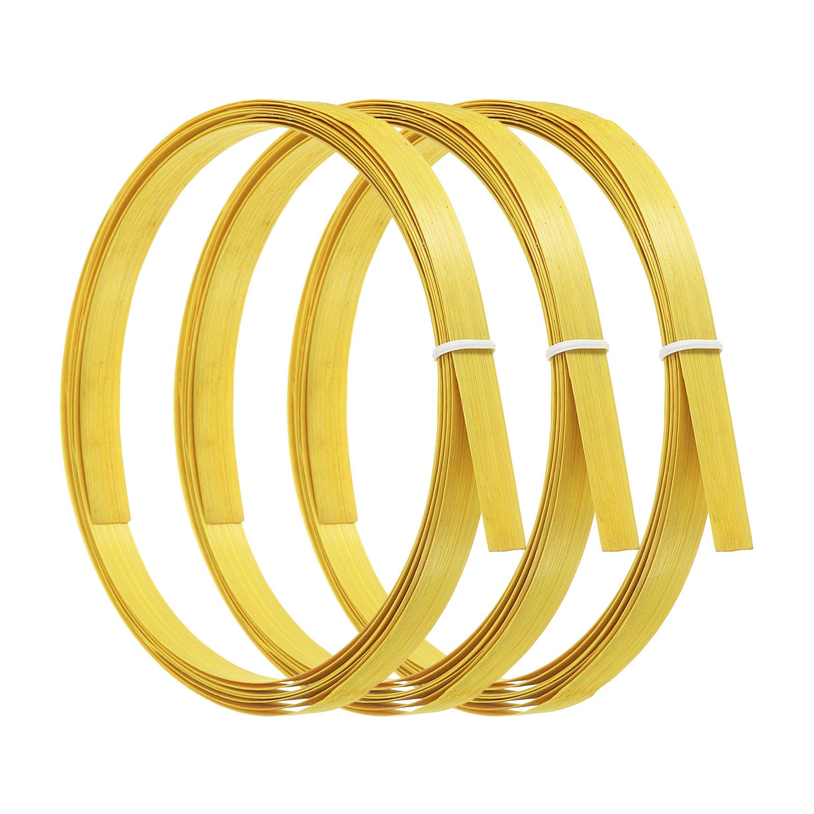 PATIKIL Bamboo Strips for Weaving 7/16" x 10 Ft, 3 Pack Thin Flat Wicker Rattan Cane Reed for Making Basket Webbing DIY Crafts, Yellow