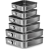 Zubebe Springform Cake Pan Square Non Stick Baking Pan 9.5, 10.2, 11 Inch, Set of 6 Leakproof Square Baking with Removable Bottom Cake Mold for Cheesecake Wedding, 3 Sizes