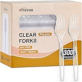 [300 Count] Clear Heavy Duty Plastic Forks, Disposable Plastic Forks, Fancy Plastic Cutlery, Elegant Disposable Forks, Plastic Utensils Set, Clear Forks Set