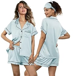 WJing Yi Jia 5Pcs Womens Soft Satin Pajama Set