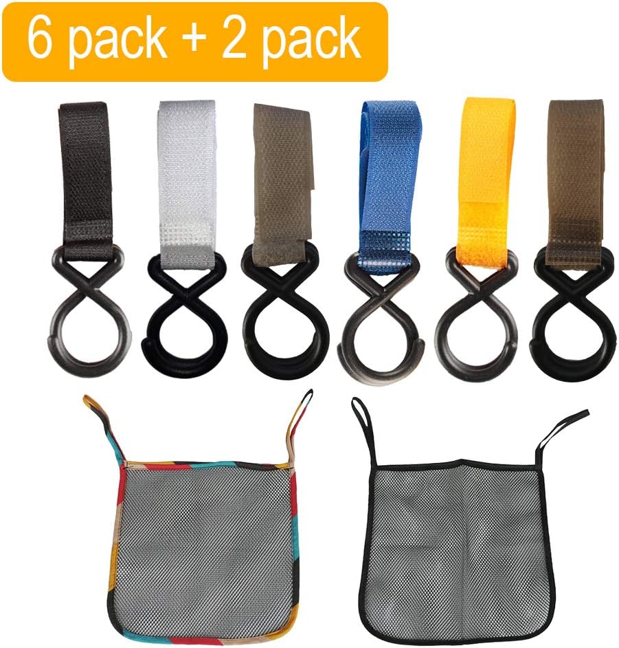 Stroller Hooks for Bags(6 Pack),Multi Purpose Stroller Hooks and Stroller Organizer for Mother,Diaper Bags,Groceries,Bags,Cup,Books,iPhone,Purse,Toys, iPad.