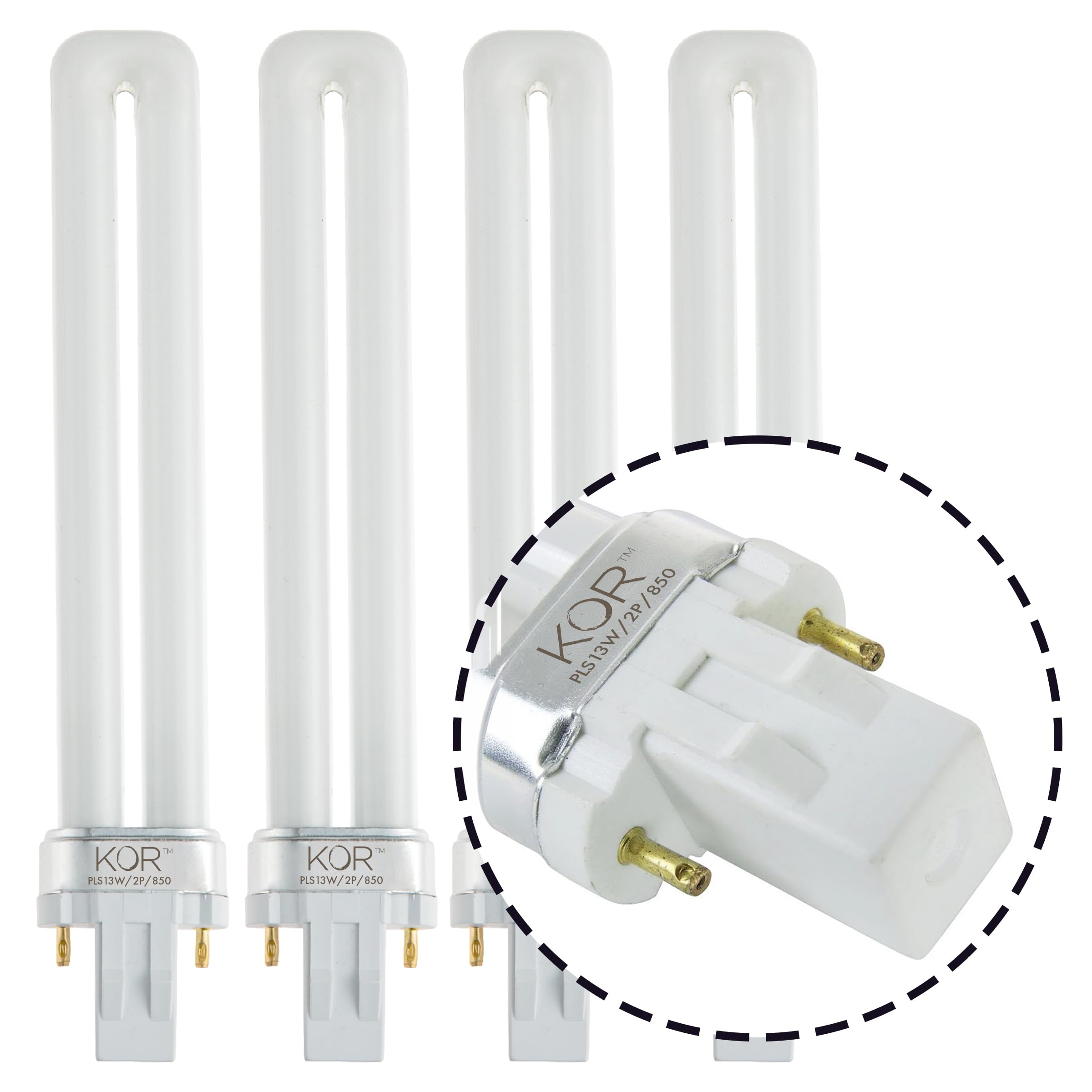 Photo 1 of (Pack of 4) 13W CFL Light Bulbs – Single Tube, 2-Pin GX23 Base, 5000K Bright White – Compatible with Sylvania CF13DS/850, Philips PL-S 13W/850, GE F13BX/850