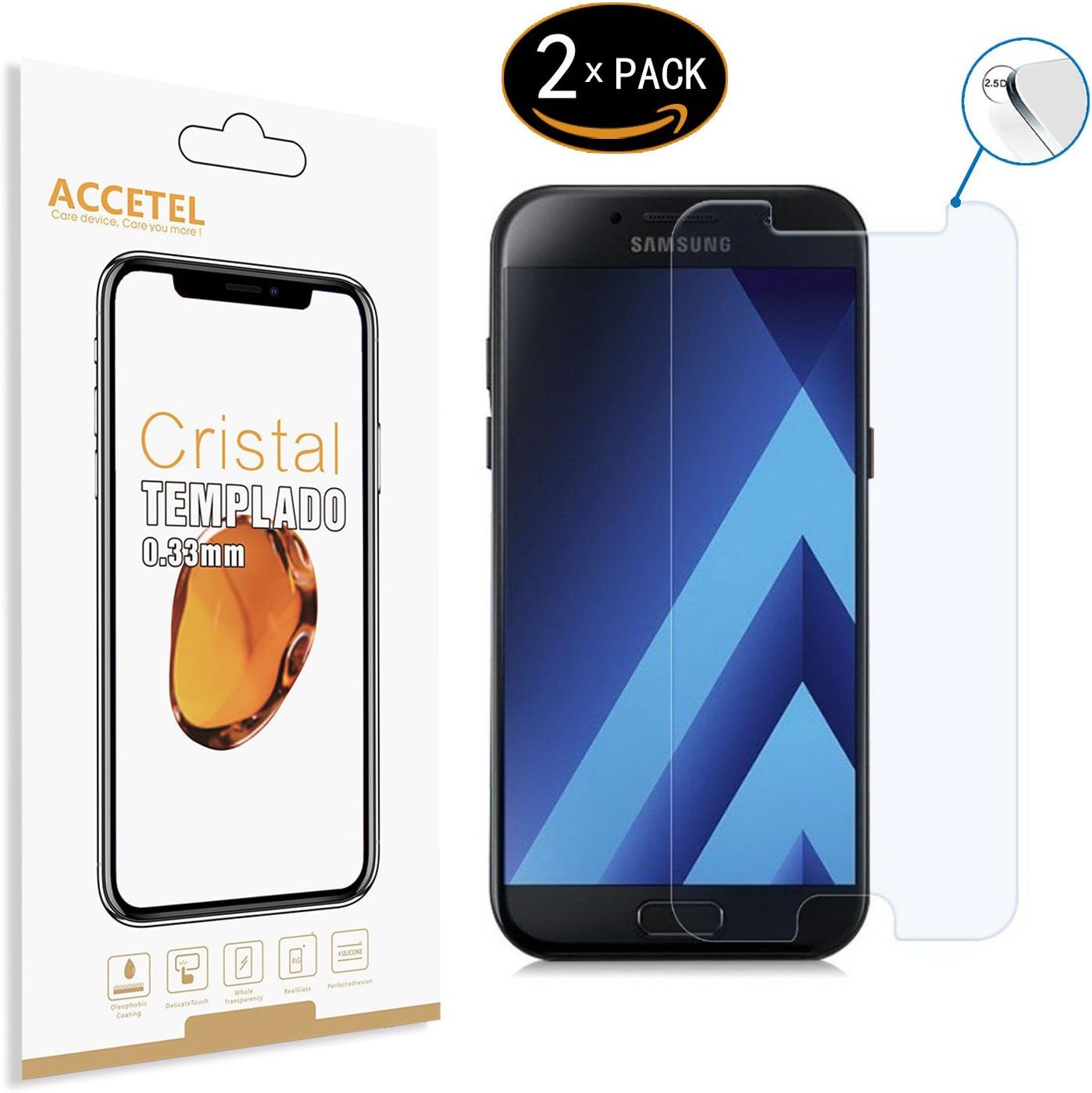 RE3O Samsung Galaxy A7 2017 Tempered glass screen protector Full screen coverage protector tempered glass Full screen cover Maximum Protection for Samsung Galaxy A7 2017 5,7'' inches - White